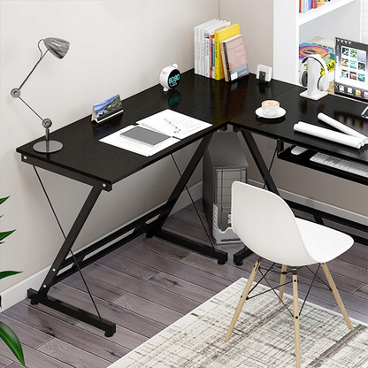 Birou de colț în stil industrial modern pentru calculator sau jocuri - 120x48x74 cm, negru