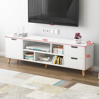 Dulap TV modern alb 140x30x38 cm - Funcționalitate și eleganță în orice interior