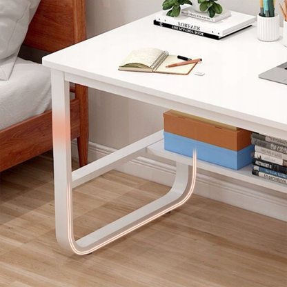 Birou minimalist alb cu rafturi - 100x50x73 cm, ideal pentru spații mici, lucru și studiu