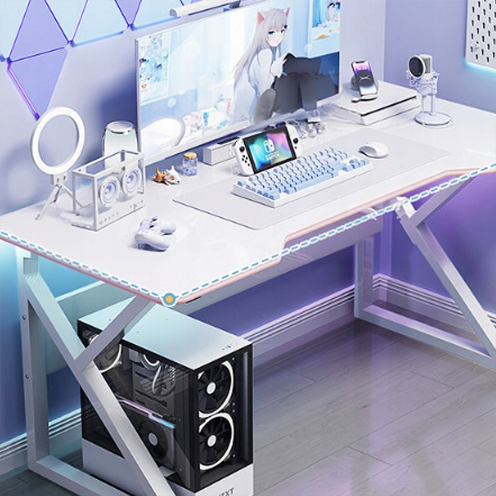 Birou de gaming alb 120x60x73 cm - Design ergonomic și stil modern pentru jucătorii exigenți