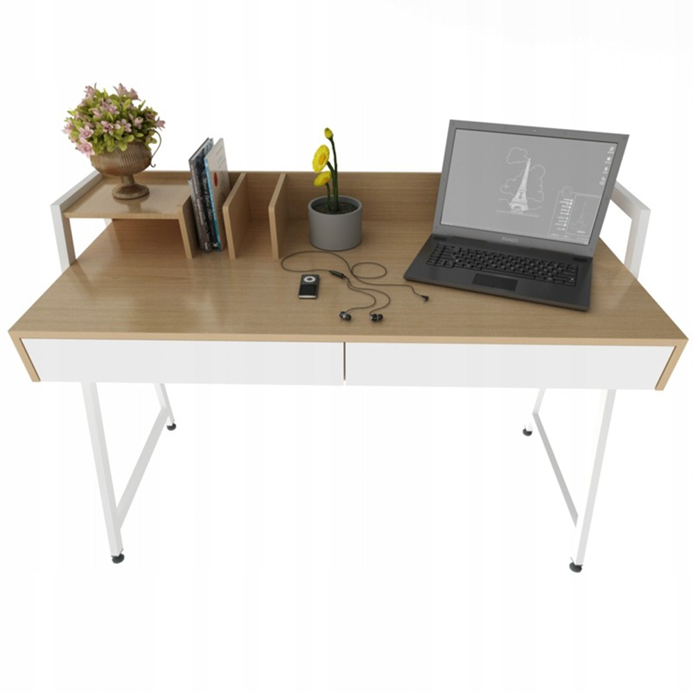 Birou modern stil loft 124 cm cu sertare - stejar deschis