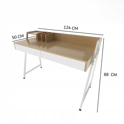 Birou modern stil loft 124 cm cu sertare - stejar deschis