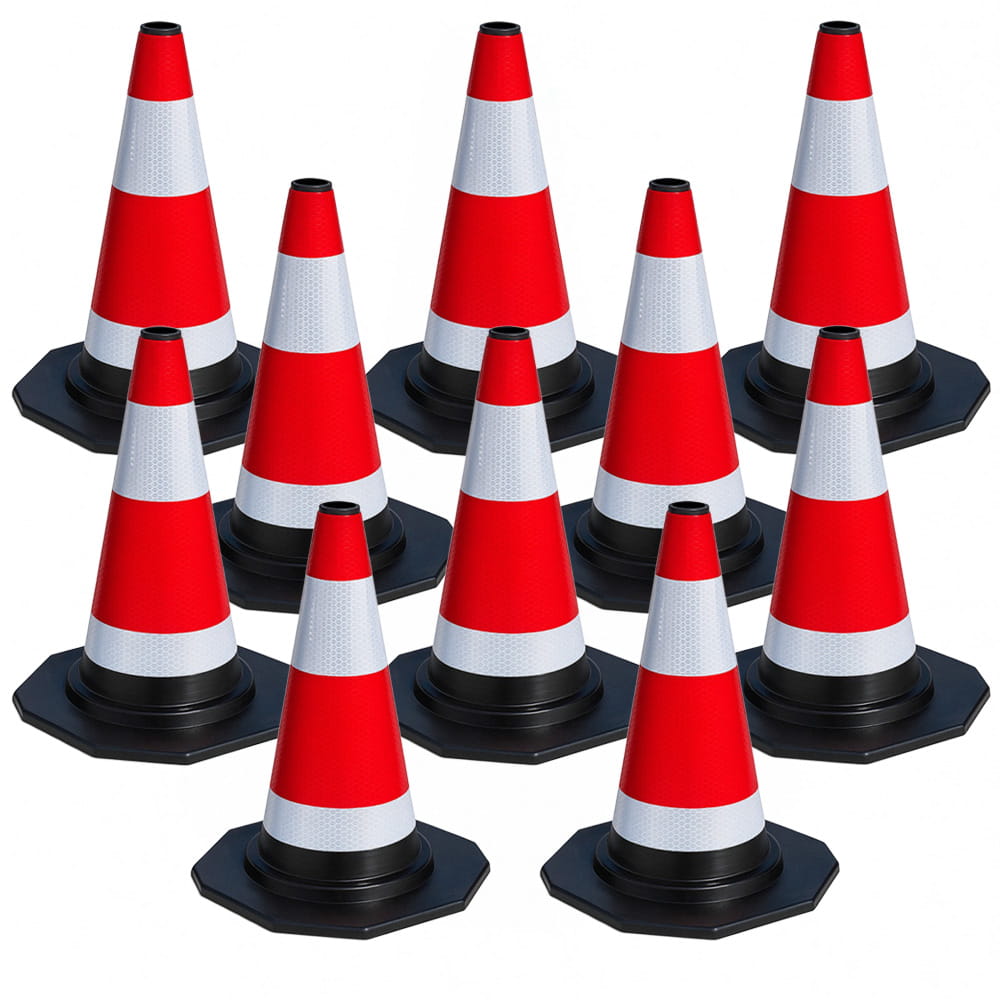 10 conuri de trafic reflectorizante flexibile - 40 cm - Delimitare sigură în trafic și pe șantiere