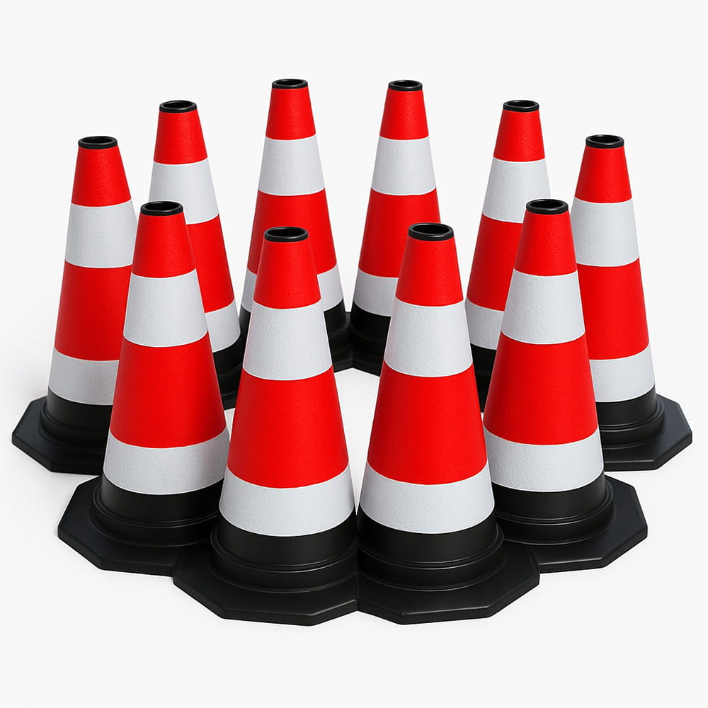 Set de conuri de trafic reflectorizante flexibile de 60 cm din 10 piese - Marcaj sigur al zonei în trafic și pe șantiere