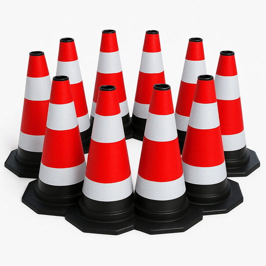 Set de conuri de trafic reflectorizante flexibile de 60 cm din 10 piese - Marcaj sigur al zonei în trafic și pe șantiere
