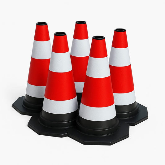 Set de 5 conuri de trafic reflectorizante flexibile de 60 cm - Marcarea în siguranță a zonei în trafic și pe șantiere