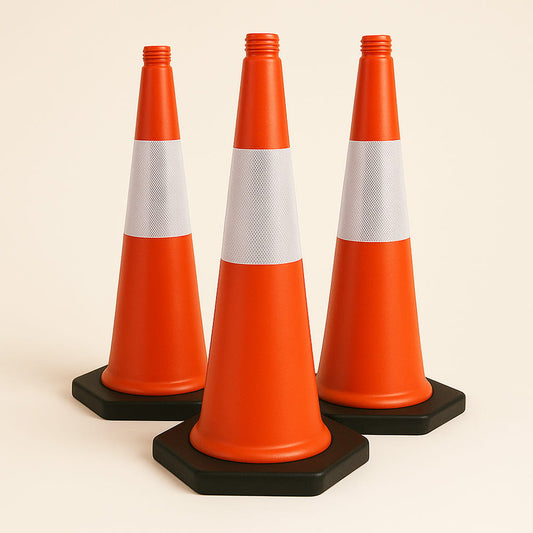 Set de 3 conuri de avertizare rutieră - Soluție ideală pentru marcarea temporară a trotuarelor