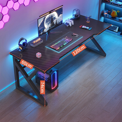 Masă gamer 120x60x74 cm cu blat din carbon și cadru metalic - Design modern și stabil pentru gameri