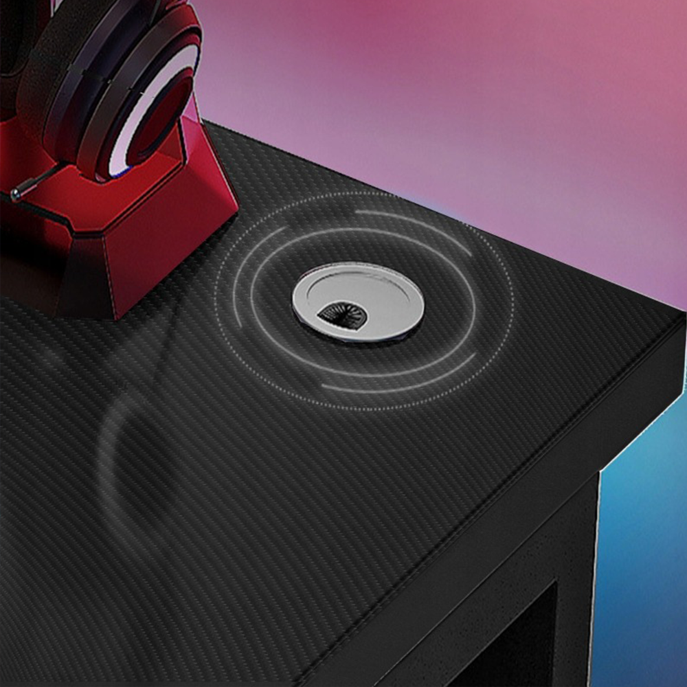 Masă gamer 120x60x74 cm cu blat din carbon și cadru metalic - Design modern și stabil pentru gameri