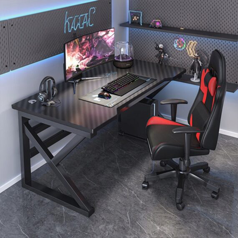 Masă gamer 120x60x74 cm cu blat din carbon și cadru metalic - Design modern și stabil pentru gameri