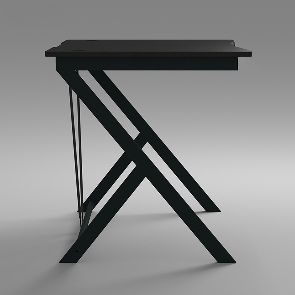 Birou de gaming 100x50 cm, stil loft, cu blat cu efect de carbon - cadru metalic, design modern