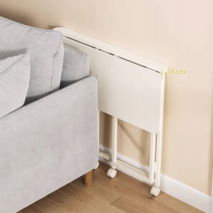 Birou pliabil pentru laptop - 80x40 cm, alb, stil loft, combinație de MDF și metal