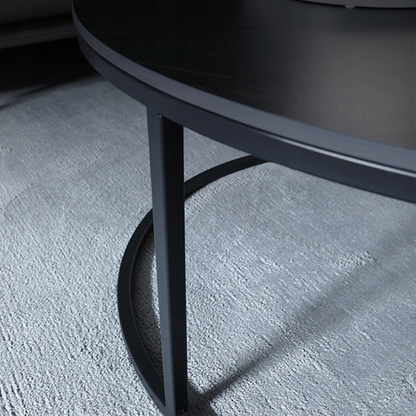 Set de 2 mese rotunde - MDF și oțel, negru, 80 cm și 60 cm diametru