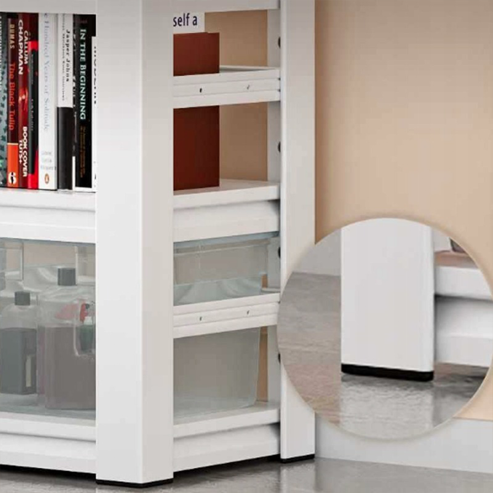 Bibliotecă modernă albă din metal și MDF - 174x80x30 cm, 6 rafturi