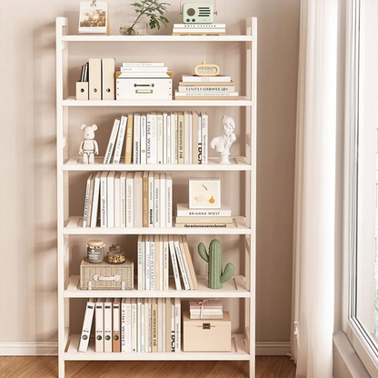 Bibliotecă modernă albă din metal și MDF - 174x80x30 cm, 6 rafturi