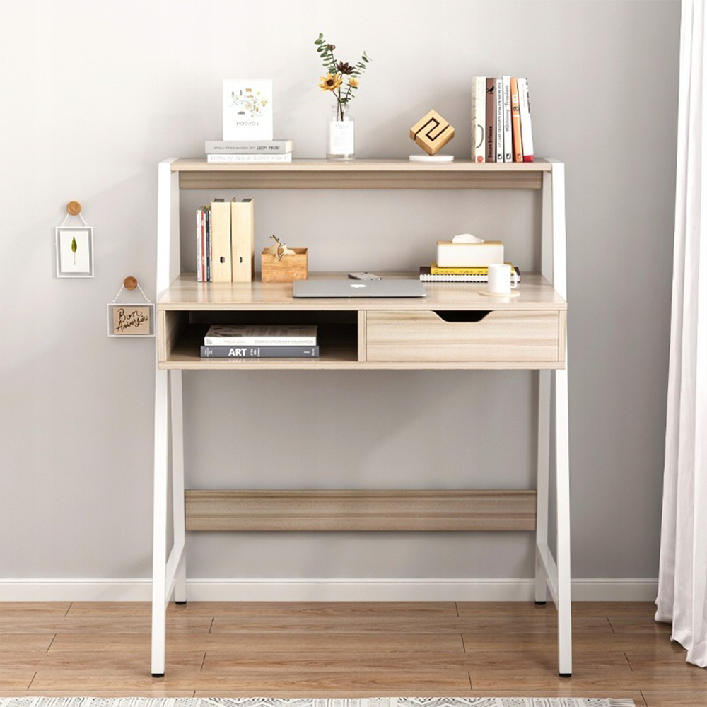 Birou pentru calculator în stil industrial - stejar deschis, 81x100x50 cm