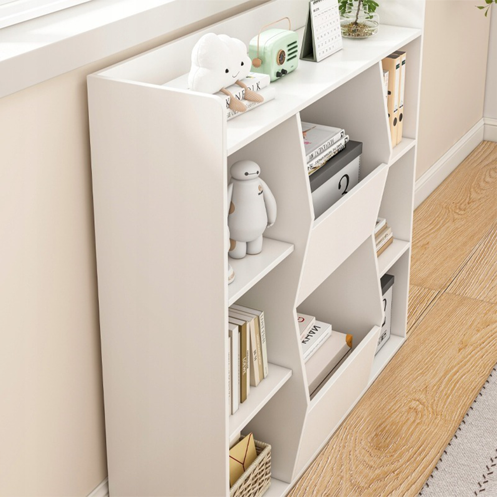 Bibliotecă modernă din MDF alb - 106x104x30 cm, cu rafturi deschise și design curat