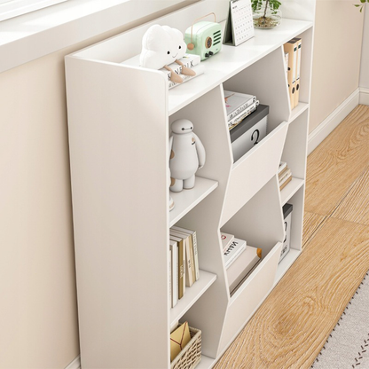 Bibliotecă modernă din MDF alb - 106x104x30 cm, cu rafturi deschise și design curat