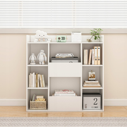 Bibliotecă modernă din MDF alb - 106x104x30 cm, cu rafturi deschise și design curat