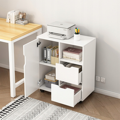 Dulap de imprimare alb - 60x70x35 cm - multifuncțional, modern cu 3 rafturi