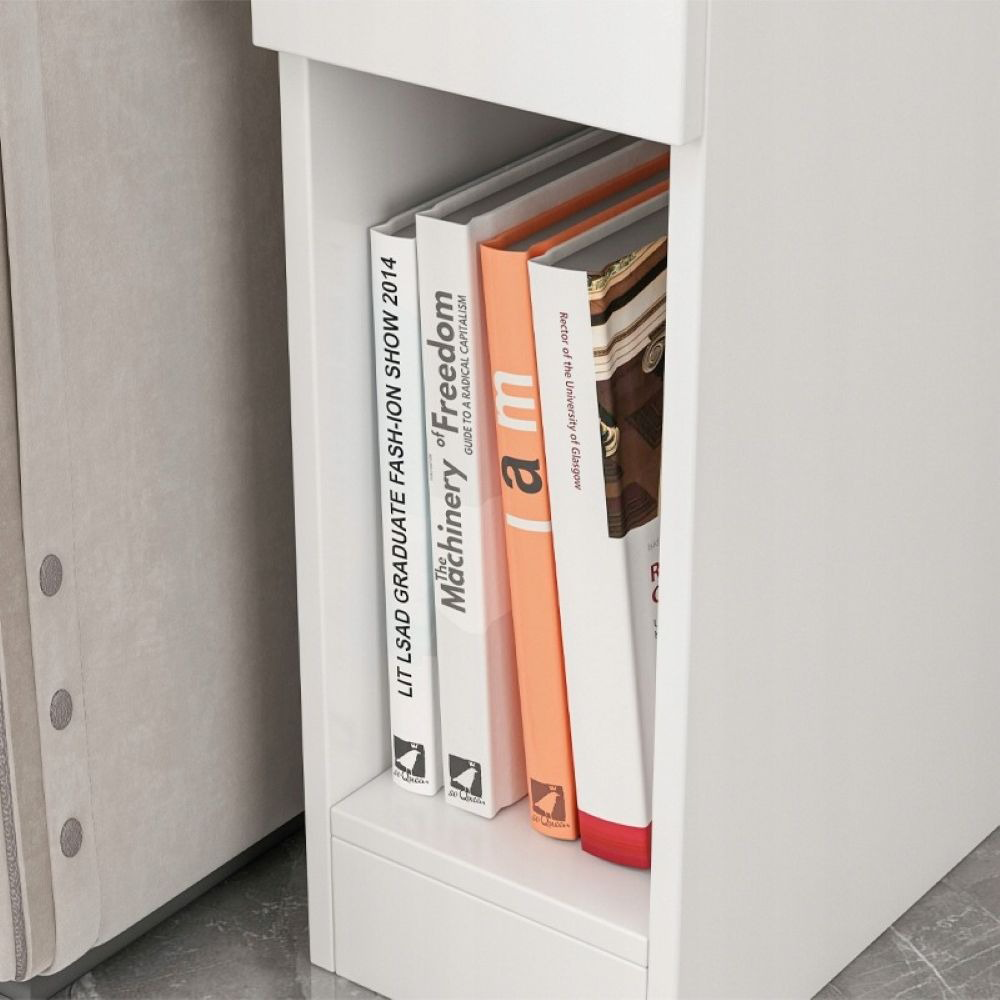 Noptieră albă cu sertar și raft - 60x20x33 cm, stil loft, stejar deschis