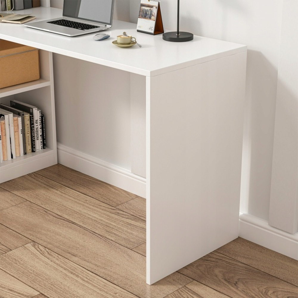 Birou alb cu rafturi 125x50x181 cm - Suprafață de lucru ergonomică cu design modern