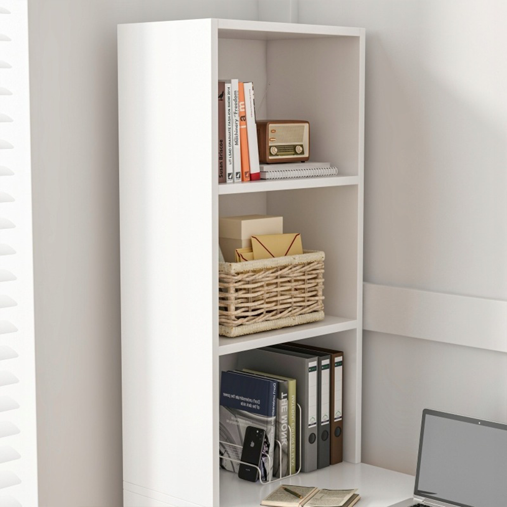 Birou alb cu rafturi 125x50x181 cm - Suprafață de lucru ergonomică cu design modern