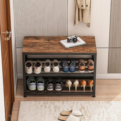 Bancă de depozitare pantofi 62x50x30 cm - Design retro din lemn, stil industrial