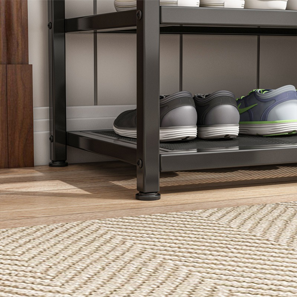 Dulap pentru pantofi cu scaun 73x45x30 cm - Stil industrial Loft, Metal + MDF, Maro rustic