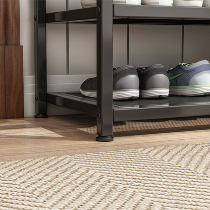Dulap pentru pantofi cu scaun 73x45x30 cm - Stil industrial Loft, Metal + MDF, Maro rustic