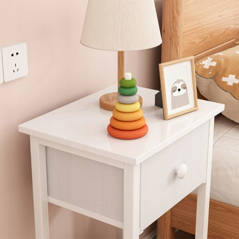 Noptieră albă 38x61x28 cm - stil scandinav cu sertar și raft, MDF