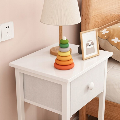 Noptieră albă 38x61x28 cm - stil scandinav cu sertar și raft, MDF