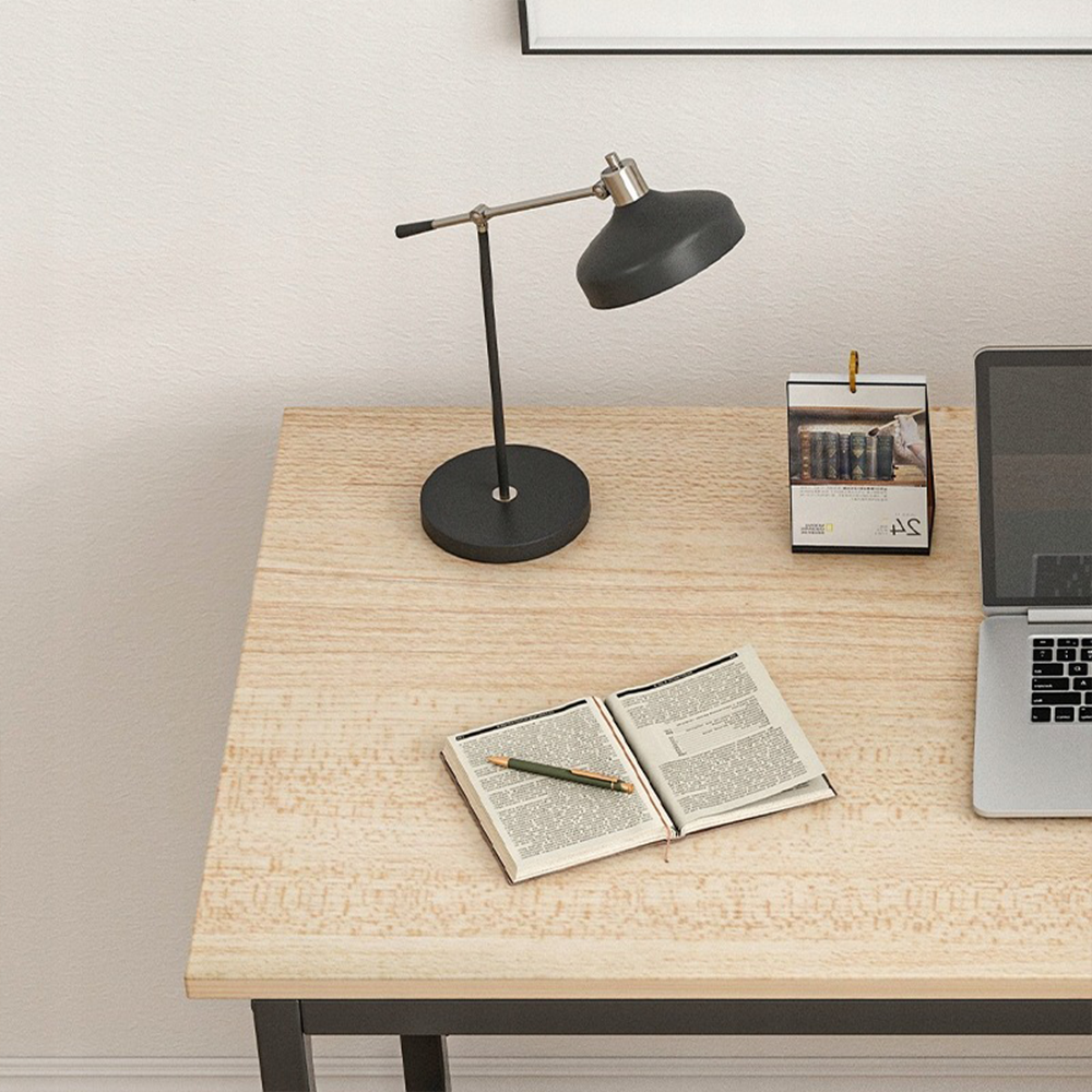 Birou 2-in-1 cu bibliotecă - 119,5x48x120 cm - Design compact, maro deschis, stil industrial