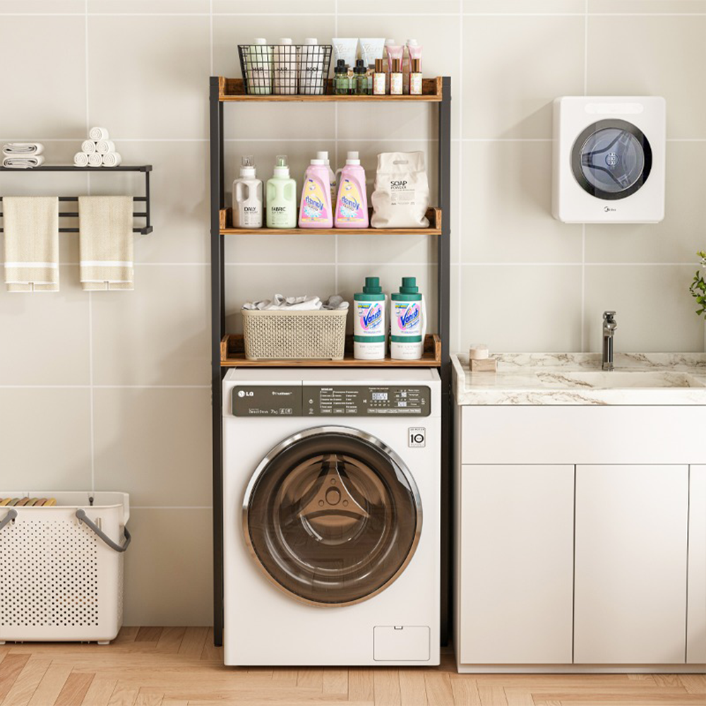 Dulap stand deasupra toaletei sau a mașinii de spălat - 63x165x25 cm, maro rustic, stil loft