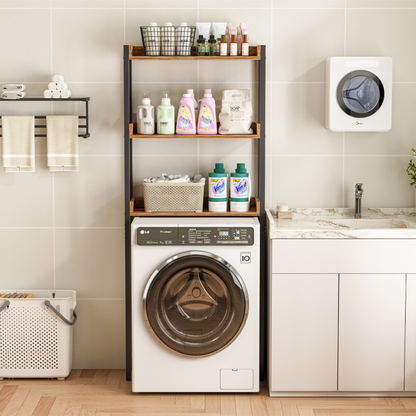 Dulap stand deasupra toaletei sau a mașinii de spălat - 63x165x25 cm, maro rustic, stil loft