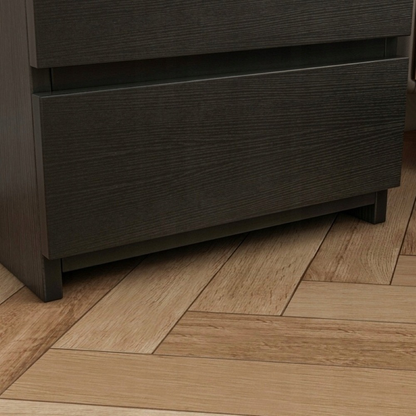 Măsuță de noptieră neagră cu 2 sertare 40 cm - stil loft modern, MDF