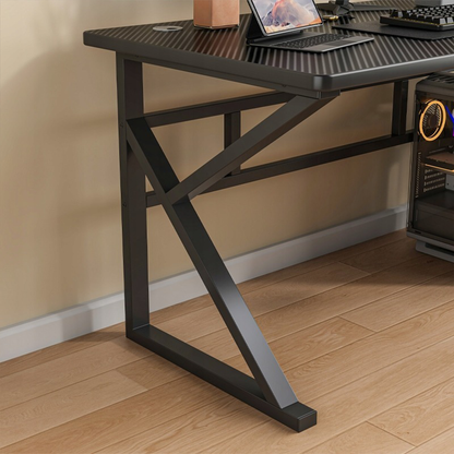 Birou de gaming - negru, 120x60 cm - Stil loft, cadru din MDF și metal, design modern