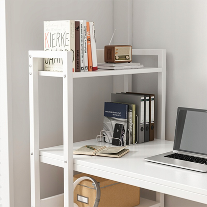 Birou modern alb în stil loft cu raft - 120x55x110 cm