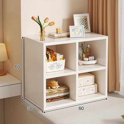 Bibliotecă albă cu 4 compartimente - 60x30x60 cm - design modern și funcționalitate versatilă