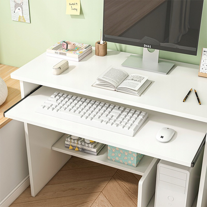 Birou compact alb cu sertare pentru tastatură - 80x40x74 cm | Design modern și ergonomic