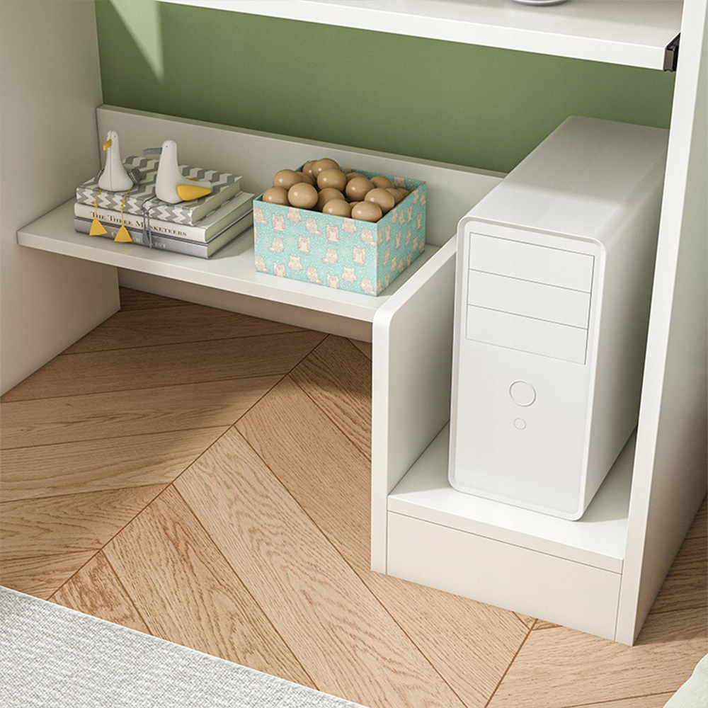 Birou compact alb cu sertare pentru tastatură - 80x40x74 cm | Design modern și ergonomic