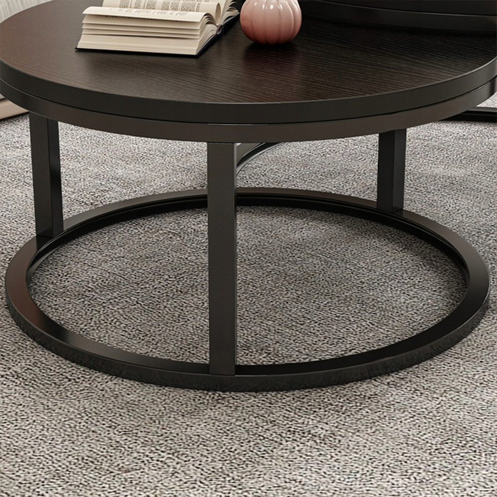 Set masă rotundă 2 piese stil Loft - negru, MDF și oțel - Ø70/50 cm