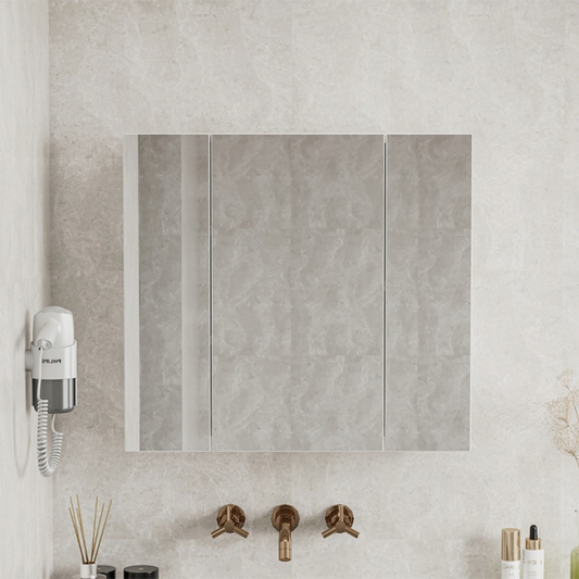 Dulap de baie montat pe perete cu oglindă triplă, 60 cm, modern și practic, alb