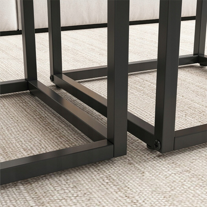Set de 2 măsuțe de cafea tip loft rustic - 50x50 cm și 45x45 cm - Design industrial modern