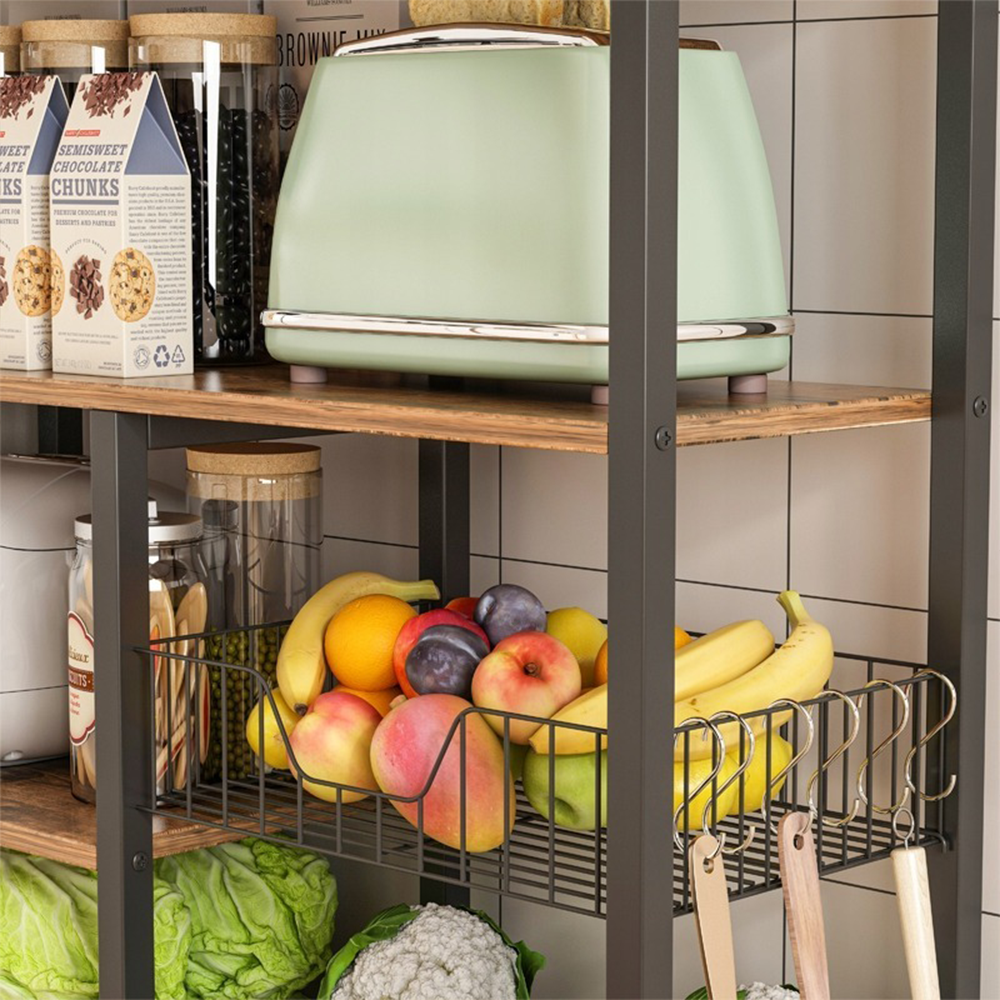 Bibliotecă de bucătărie în stil industrial retro 80x95x35 cm - maro închis, cadru metalic