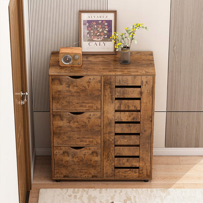 Dulap modern cu 4 sertare - 60x30x80 cm | Design cu lamele pentru interioare elegante