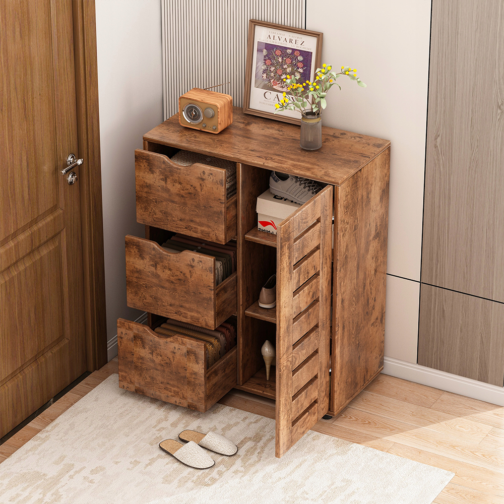 Dulap modern cu 4 sertare - 60x30x80 cm | Design cu lamele pentru interioare elegante