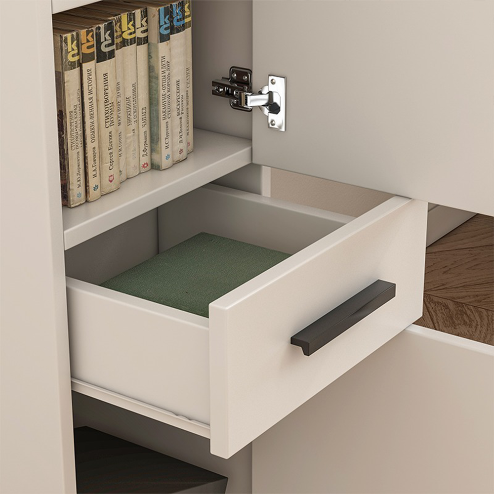 Dulap de birou alb în stil loft cu 2 rafturi și sertar - 85x30x30 cm