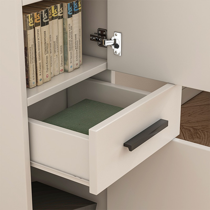 Dulap de birou alb în stil loft cu 2 rafturi și sertar - 85x30x30 cm
