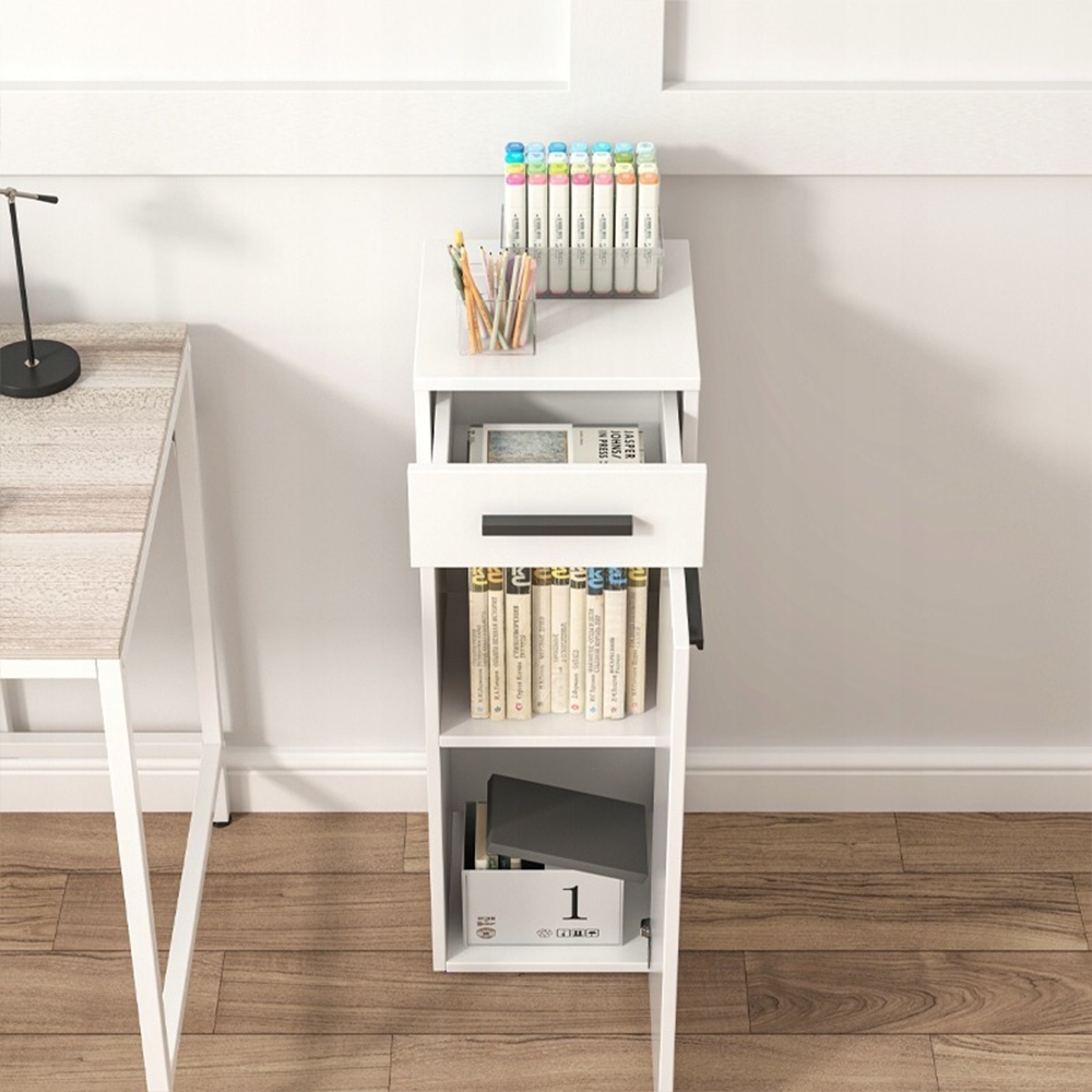 Dulap alb cu sertare, stil scandinav, 30x85x30 cm